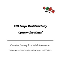 Data Entry Manual, 1921