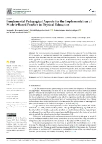 Fundamental Pedagogical Aspects for the Implementation of Models-Based Practice in Physical Education