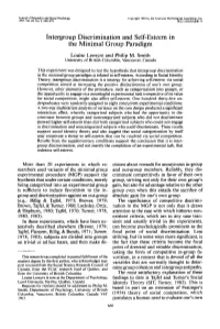 Intergroup Discrimination and Self-Esteem in the Minimal Group Paradigm