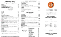Japanese Menu
