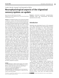 Neurophysiological Aspects of the Trigeminal Sensory System: an Update