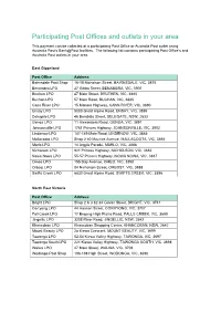 Participating Post Offices and Outlets in Your Area