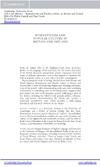 Romanticism and Popular Culture in Britain and Ireland Edited by Philip Connell and Nigel Leask Frontmatter More Information