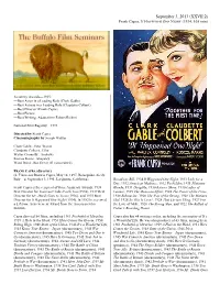 September 3, 2013 (XXVII:2) Frank Capra, IT HAPPENED ONE NIGHT (1934, 105 Min)