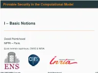 I – Basic Notions