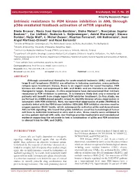 Intrinsic Resistance to PIM Kinase Inhibition in AML Through P38α-Mediated Feedback Activation of Mtor Signaling