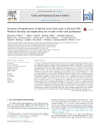 Pervasive Remagnetization of Detrital Zircon Host Rocks in the Jack Hills, Western Australia and Implications for Records of the Early Geodynamo ∗ Benjamin P