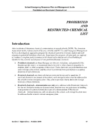Prohibited and Restricted Chemical List