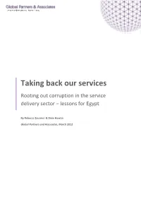 Taking Back Our Services Rooting out Corruption in the Service Delivery Sector – Lessons for Egypt