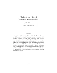 The Explanatory Role of the Notion of Representation