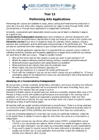 Year 12 Performing Arts Applications