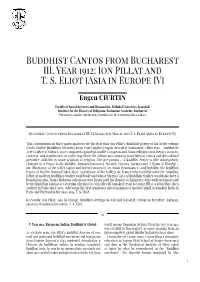 Buddhist Cantos from Bucharest III. Year 1912: Ion Pillat and TS Eliot