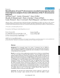 Identification of Novel Y Chromosome Encoded Transcripts by Testis Transcriptome Analysis of Mice with Deletions of the Y Chromo