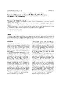 Synopsis of the Species of Myxobolus Bu¨Tschli, 1882 (Myxozoa: Myxosporea: Myxobolidae)