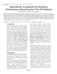 A Prediction for Student's Performance Using Decision Tree ID3 Method