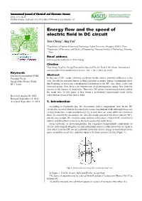 Energy Flow and the Speed of Electric Field in DC Circuit