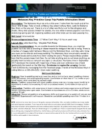 Molasses Key Primitive Camp Trip Paddle Information Sheet Description: the Molasses Keys Are Only a Little Over 2 Miles from the South End of the Seven Mile Bridge