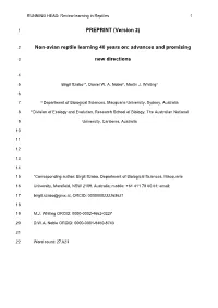 PREPRINT (Version 2) Non-Avian Reptile Learning 40 Years On