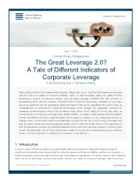 The Great Leverage 2.0? a Tale of Different Indicators of Corporate Leverage Falk Bräuning and J