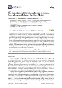 The Importance of the Mixing Energy in Ionized Superabsorbent Polymer Swelling Models