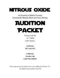 An Evening of Sketch Comedy Directed by Mikayla Alford and Harry Minsky