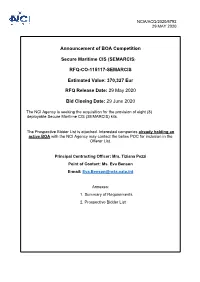 Announcement of BOA Competition Secure Maritime CIS (SEMARCIS)