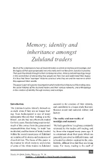 Memory, Identity and Inheritance Amongst Zululand Traders