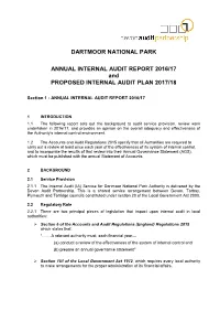 Dartmoor National Park Annual Internal Audit