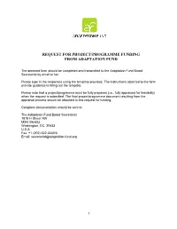 Request for Project/Programme Funding from Adaptation Fund