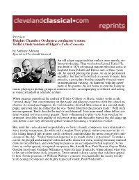 Tertis's Viola Version of Elgar's Cello Concerto by Anthony Addison Special to Clevelandclassical