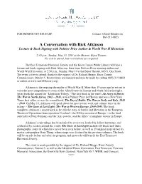 A Conversation with Rick Atkinson Lecture & Book Signing with Pulitzer Prize Author & World War II Historian