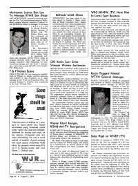 Announced Tacks on Children's Programs" Be Counter- of 1954 Over the Same Period Last Year, It by George Whitney, Acted by Stations on the Local Level