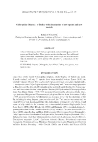 Chloropidae (Diptera) of Turkey with Descriptions of New Species and New Records