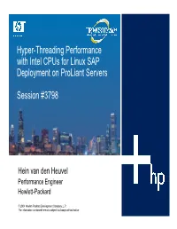 Hyper-Threading Performance with Intel Cpus for Linux SAP Deployment on Proliant Servers