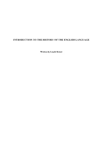 Introduction to the History of the English Language