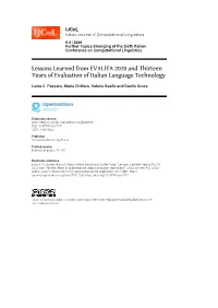 Lessons Learned from EVALITA 2020 and Thirteen Years of Evaluation of Italian Language Technology