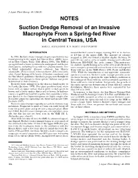 NOTES Suction Dredge Removal of an Invasive Macrophyte from a Spring-Fed River in Central Texas, USA