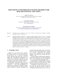 Open Issues on Information System Architecture Research Domain: the Vision