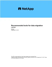 Recommended Tools for Data Migration : ONTAP