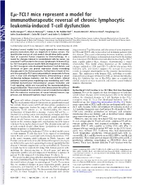 TCL1 Mice Represent a Model for Immunotherapeutic Reversal of Chronic Lymphocytic Leukemia-Induced T-Cell Dysfunction