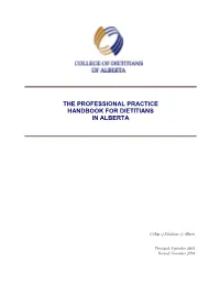 The Professional Practice Handbook for Dietitians in Alberta