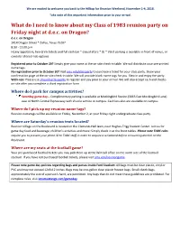 What Do I Need to Know About My Class of 1983 Reunion Party on Friday Night at D.E.C