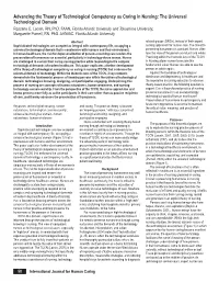 Advancing the Theory of Technological Competency As Caring in Nursing: the Universal Technological Domain Rozzano C