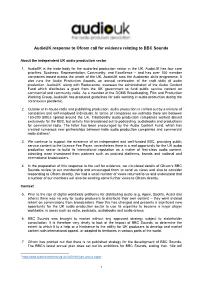 Audiouk Response to Ofcom Call for Evidence Relating to BBC Sounds