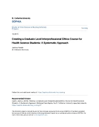 Creating a Graduate Level Interprofessional Ethics Course for Health Science Students: a Systematic Approach