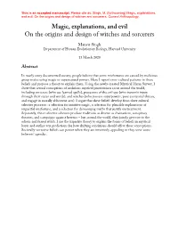 Magic, Explanations, and Evil on the Origins and Design of Witches and Sorcerers