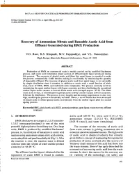 Recovery of Ammonium Nitrate and Reusable Acetic Acid from Effluent Generated During HMX Production