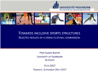 Towards Inclusive Sports Structures Selected Results of a Cross-Cultural Comparison