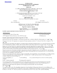 ARCONIC INC. (Exact Name of Registrant As Specified in Its Charter)