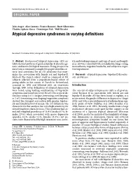 Atypical Depressive Syndromes in Varying Definitions